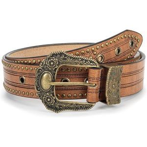 Women Rivet Embossed Belts Fashion Pu-leather Waist Belt Western-cowboy🧐